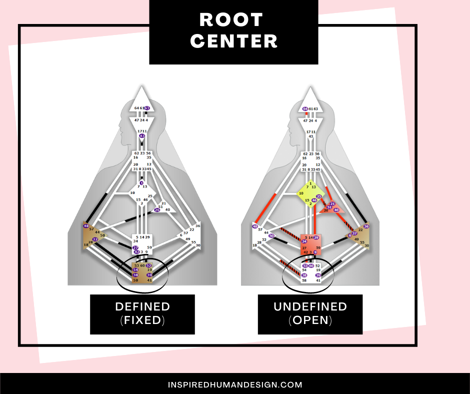 example of a defined and undefined root center in human design 