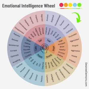 emotional intelligence wheel to help people who are emotionally healing or who are on a self healing journey